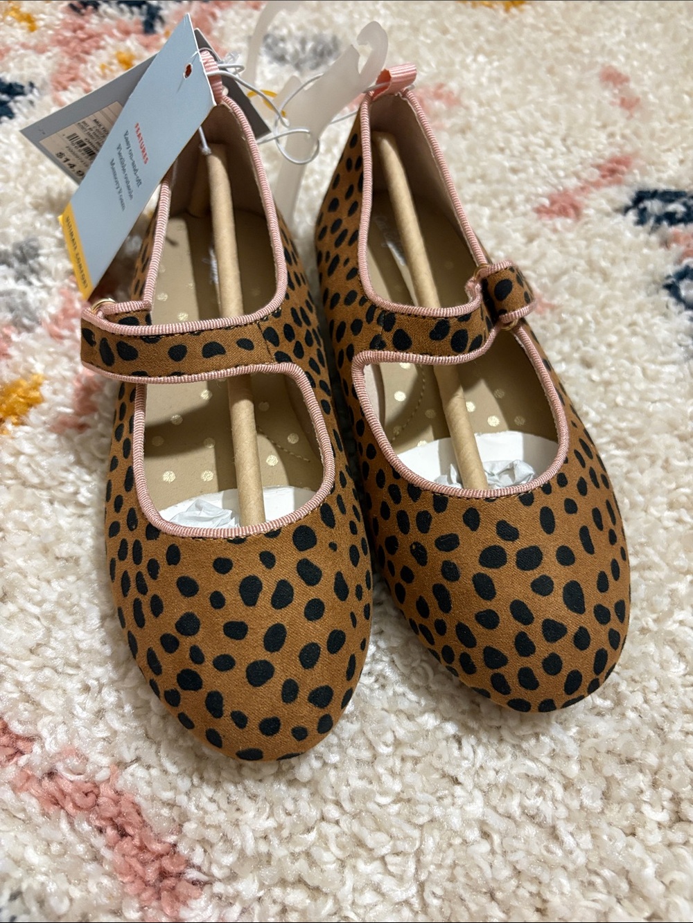 Cat &amp; Jack Brown Leopard Print Mary Jane Shoes with Pink Trim